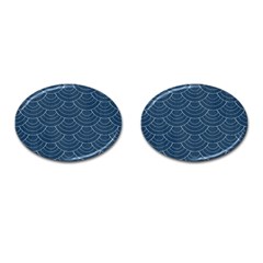 Blue Sashiko Plaid Cufflinks (oval) by goljakoff