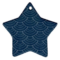 Blue Sashiko Plaid Star Ornament (two Sides) by goljakoff