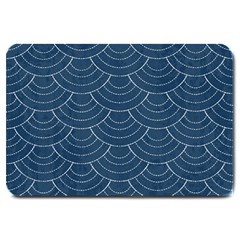 Blue Sashiko Plaid Large Doormat  by goljakoff