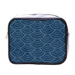 Blue sashiko plaid Mini Toiletries Bag (One Side) Front