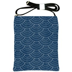 Blue Sashiko Plaid Shoulder Sling Bag by goljakoff