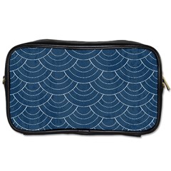 Blue Sashiko Plaid Toiletries Bag (one Side) by goljakoff