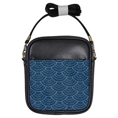 Blue Sashiko Plaid Girls Sling Bag by goljakoff