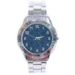 Blue Sashiko Plaid Stainless Steel Analogue Watch by goljakoff