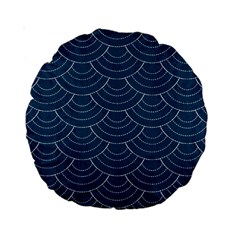 Blue Sashiko Plaid Standard 15  Premium Round Cushions by goljakoff