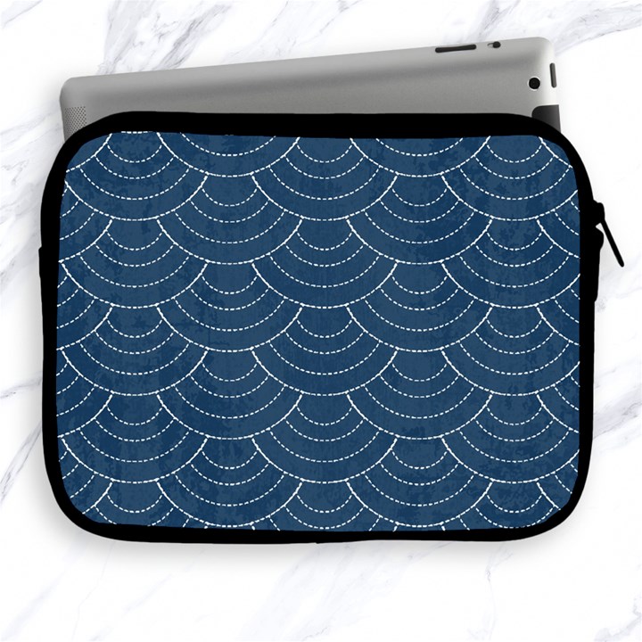 Blue sashiko plaid Apple iPad 2/3/4 Zipper Cases