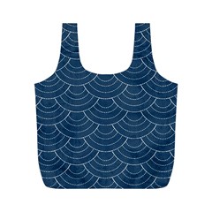 Blue Sashiko Plaid Full Print Recycle Bag (m) by goljakoff