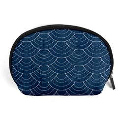 Blue Sashiko Plaid Accessory Pouch (large) by goljakoff