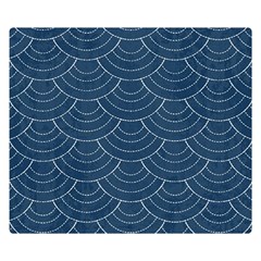 Blue Sashiko Plaid Double Sided Flano Blanket (small)  by goljakoff