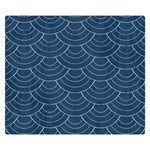 Blue sashiko plaid Double Sided Flano Blanket (Small)  50 x40  Blanket Front