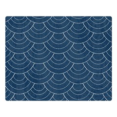 Blue Sashiko Plaid Double Sided Flano Blanket (large)  by goljakoff