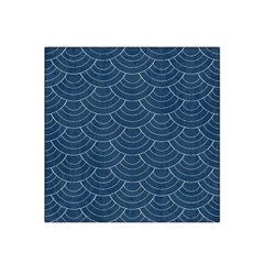 Blue Sashiko Plaid Satin Bandana Scarf by goljakoff