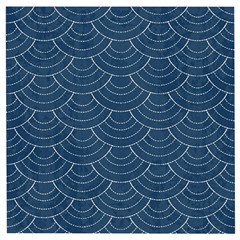 Blue Sashiko Plaid Wooden Puzzle Square by goljakoff