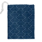 Blue sashiko plaid Drawstring Pouch (4XL) Back