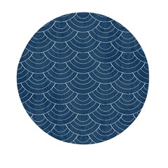 Blue Sashiko Plaid Mini Round Pill Box (pack Of 5) by goljakoff