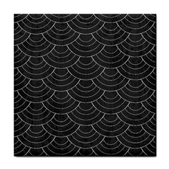 Black Sashiko Pattern Tile Coaster by goljakoff