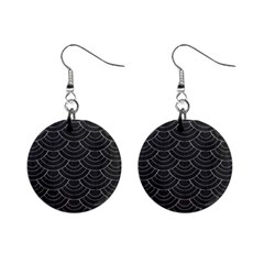 Black Sashiko Pattern Mini Button Earrings by goljakoff