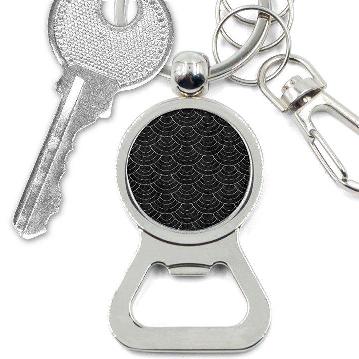 Black sashiko pattern Bottle Opener Key Chain