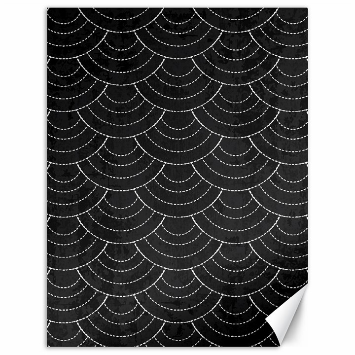 Black sashiko pattern Canvas 12  x 16 