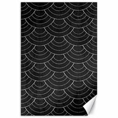 Black Sashiko Pattern Canvas 24  X 36  by goljakoff