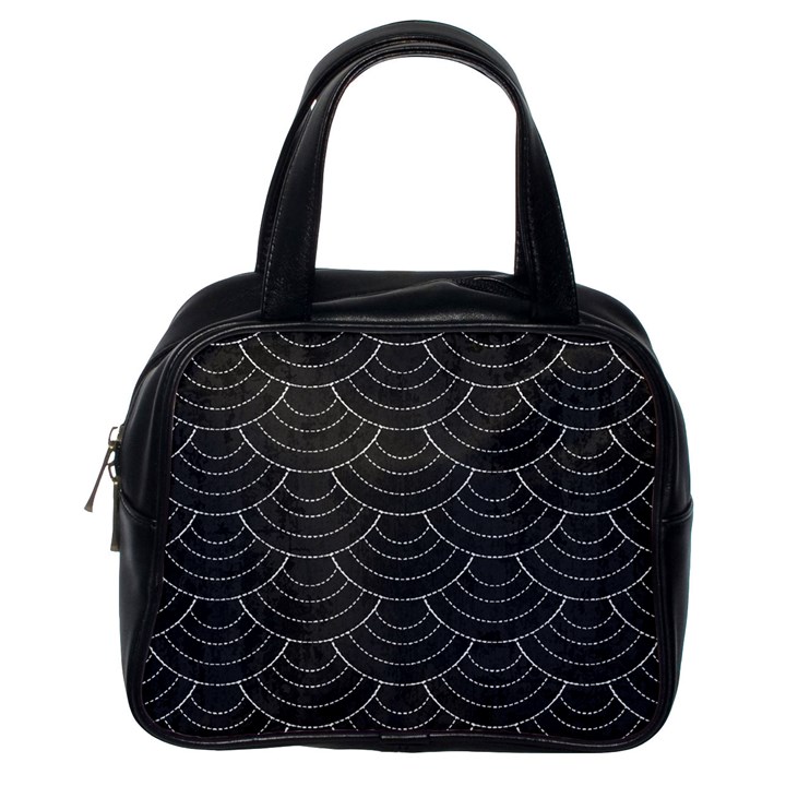 Black sashiko pattern Classic Handbag (One Side)