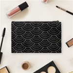 Black sashiko pattern Cosmetic Bag (Medium) Back