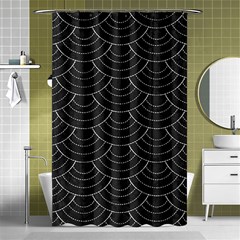 Black Sashiko Pattern Shower Curtain 48  X 72  (small)  by goljakoff