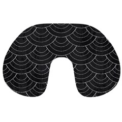 Black Sashiko Pattern Travel Neck Pillow by goljakoff