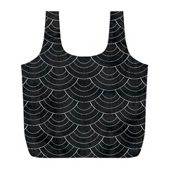 Black Sashiko Pattern Full Print Recycle Bag (l) by goljakoff