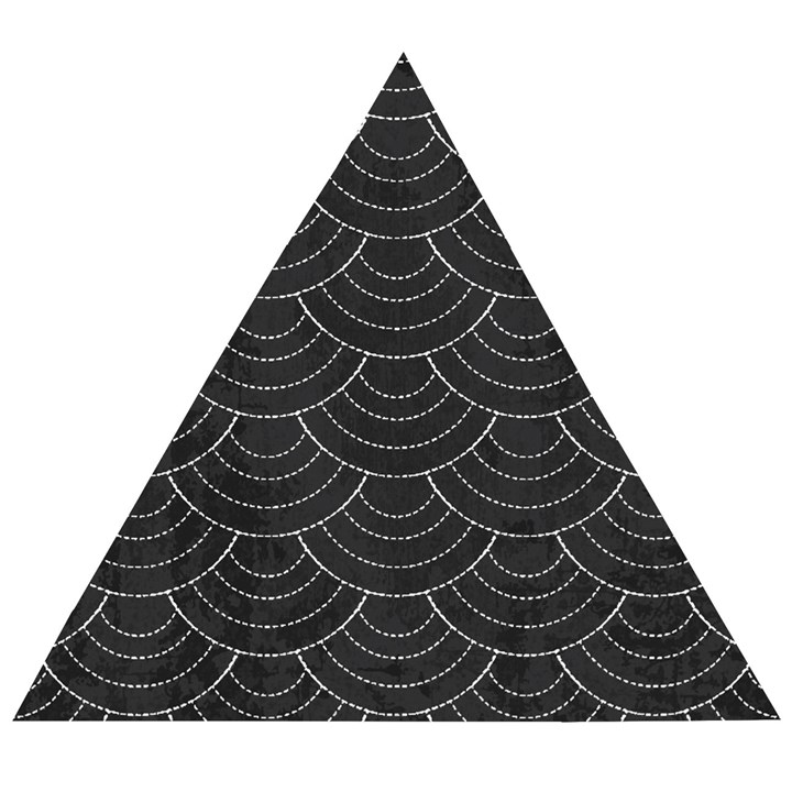 Black sashiko pattern Wooden Puzzle Triangle