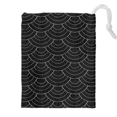 Black Sashiko Pattern Drawstring Pouch (4xl) by goljakoff