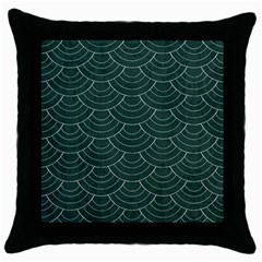 Green Sashiko Pattern Throw Pillow Case (black) by goljakoff