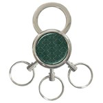 Green sashiko pattern 3-Ring Key Chain Front