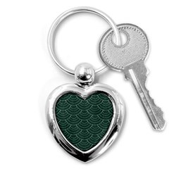 Green Sashiko Pattern Key Chain (heart) by goljakoff