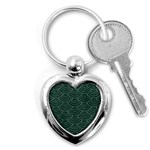 Green sashiko pattern Key Chain (Heart) Front