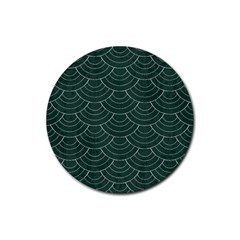 Green Sashiko Pattern Rubber Coaster (round)  by goljakoff