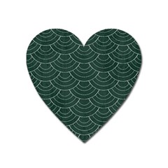 Green Sashiko Pattern Heart Magnet by goljakoff