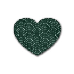 Green Sashiko Pattern Heart Coaster (4 Pack)  by goljakoff