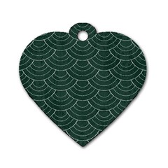 Green Sashiko Pattern Dog Tag Heart (two Sides) by goljakoff