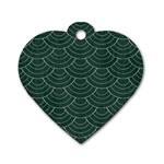 Green sashiko pattern Dog Tag Heart (Two Sides) Front