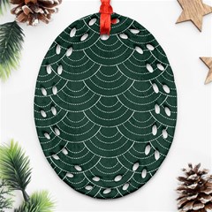 Green Sashiko Pattern Oval Filigree Ornament (two Sides) by goljakoff