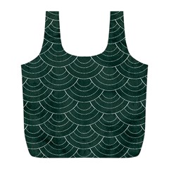 Green Sashiko Pattern Full Print Recycle Bag (l) by goljakoff