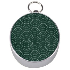 Green Sashiko Pattern Silver Compasses by goljakoff