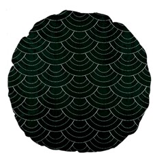 Green Sashiko Pattern Large 18  Premium Flano Round Cushions by goljakoff