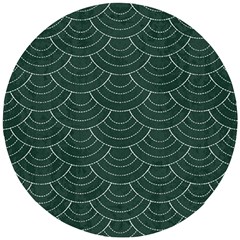 Green Sashiko Pattern Wooden Puzzle Round by goljakoff