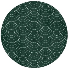 Green Sashiko Pattern Wooden Bottle Opener (round) by goljakoff