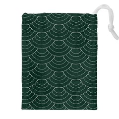 Green Sashiko Pattern Drawstring Pouch (5xl) by goljakoff