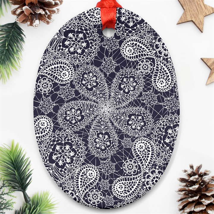 Flowers mandala ornament Oval Ornament (Two Sides)