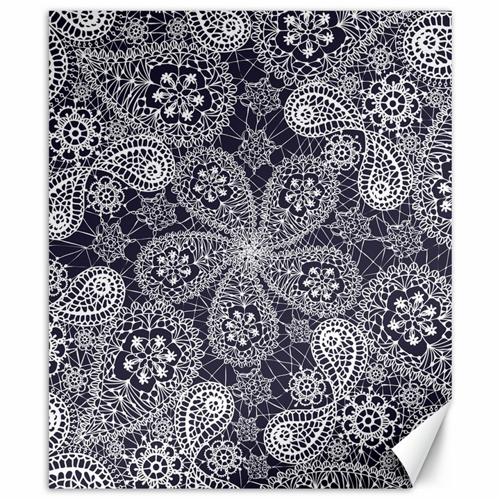 Flowers mandala ornament Canvas 8  x 10 