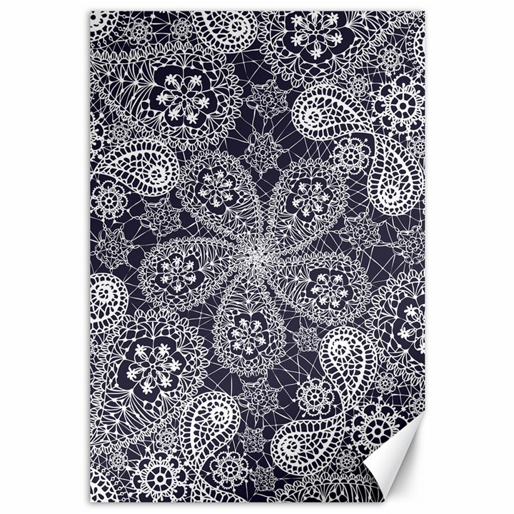 Flowers mandala ornament Canvas 12  x 18 